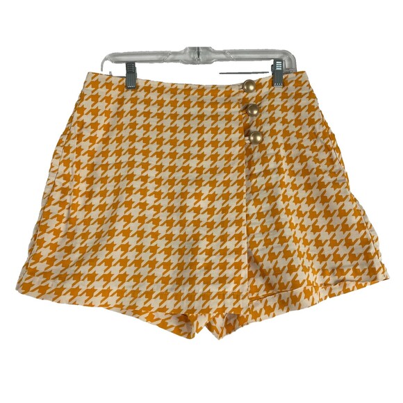 ALLMA  Women's Skort Houndstooth Gold Buttons Front Spring Summer Size S/M - Picture 1 of 10